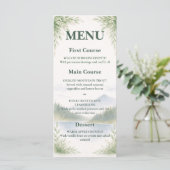 Rustic Mountain Forest Watercolor Wedding Menu Menükarte (Stehend Vorderseite)