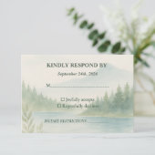 Rustic Mountain Forest Watercolor Wedding RSVP  Karte (Stehend Vorderseite)