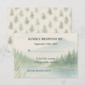 Rustic Mountain Forest Watercolor Wedding RSVP  Karte (Vorne/Hinten)