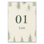 Rustic Mountain Forest Watercolor Wedding Table  Tischnummer (Rückseite)