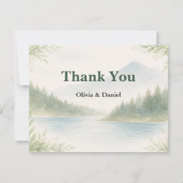 Rustic Mountain Forest Watercolor Wedding Thanks Dankeskarte
