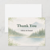 Rustic Mountain Forest Watercolor Wedding Thanks Dankeskarte (Vorne/Hinten)