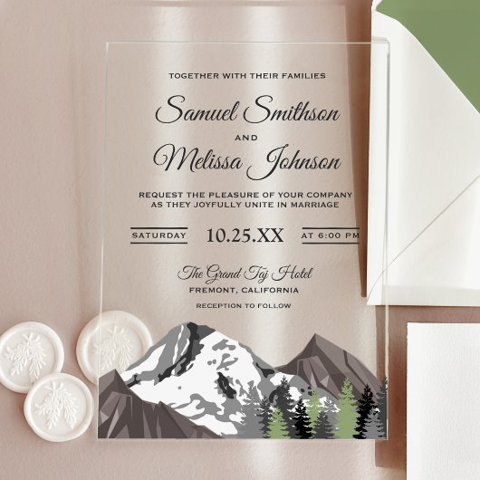 Rustic Mountain Forest Wedding Acryleinladungen