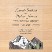 Rustic Mountain Forest Wedding Acryleinladungen (Vorderseite)