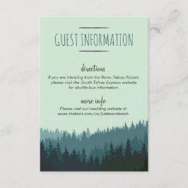 Rustic Mountain Guest Info Card in blau und grün Begleitkarte
