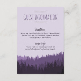 Rustic Mountain Guest Info Card in lila Begleitkarte