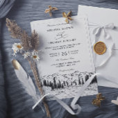 Rustic Mountain Lake Forest Budget QR Code Wedding Einladung