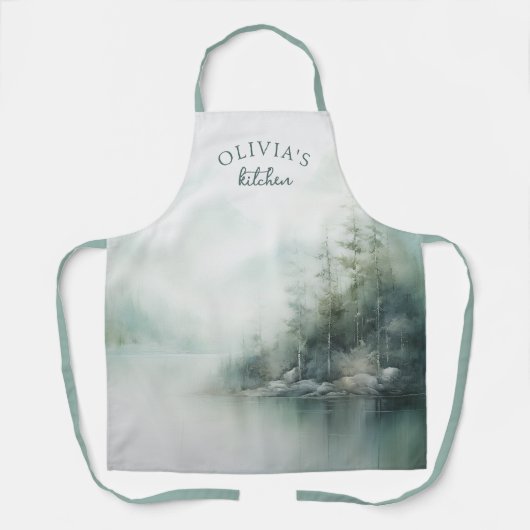 Rustic Mountain Lake Home with Name Schürze (Vorderseite)