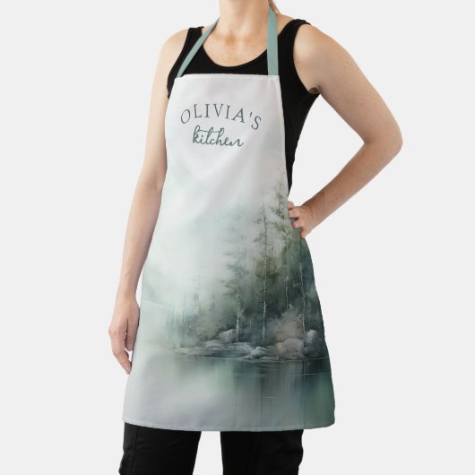 Rustic Mountain Lake Home with Name Schürze (InSitu)