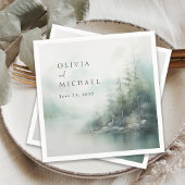Rustic Mountain Lake Misty Pines Modern Wedding Serviette