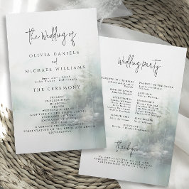 Rustic Mountain Lake Misty Pines Wedding Program Flyer