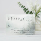 Rustic Mountain Lake Modern Wedding RSVP (Stehend Vorderseite)