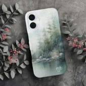 Rustic Mountain Lake Nature-Inspired with Monogram iPhone 16 Hülle