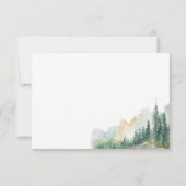 Rustic Mountain Lake Scene Watercolor Dinner RSVP Karte (Rückseite)