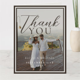 Rustic Mountain Landscape Watercolor Photo Wedding Dankeskarte