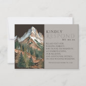 Rustic Mountain Landscape Watercolor Wedding QR RSVP Karte (Vorderseite)