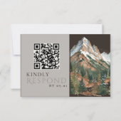 Rustic Mountain Landscape Watercolor Wedding QR RSVP Karte (Rückseite)
