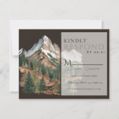 Rustic Mountain Landscape Watercolor Wedding QR  RSVP Karte (Vorderseite)