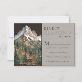 Rustic Mountain Landscape Watercolor Wedding QR RSVP Karte (Vorderseite)
