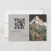 Rustic Mountain Landscape Watercolor Wedding QR RSVP Karte (Rückseite)