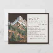 Rustic Mountain Landscape Watercolor Wedding QR RSVP Karte (Vorderseite)