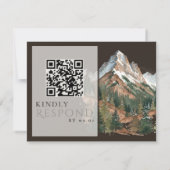 Rustic Mountain Landscape Watercolor Wedding QR RSVP Karte (Rückseite)