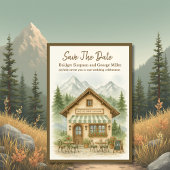 Rustic Mountain Monogram Hochzeit speichern Sie da Einladung