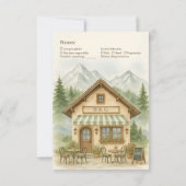 Rustic Mountain Monogram Wedding Destination RSVP Karte (Rückseite)