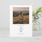 Rustic Mountain Photo Wedding Save the Date (Stehend Vorderseite)