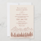 Rustic Mountain Pine Terracotta QR Code Wedding Einladung (Vorderseite)