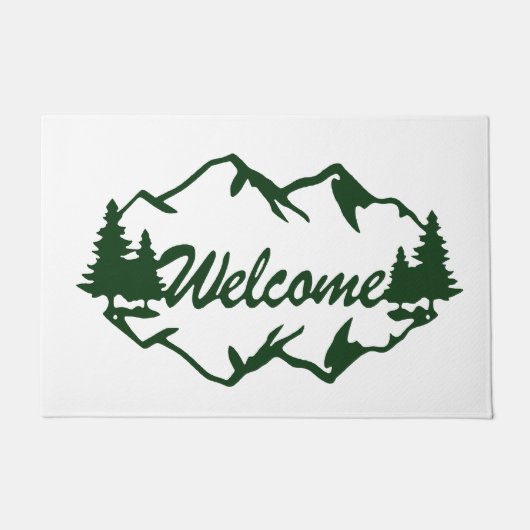 Rustic Mountain & Pine Tree Forest Welcome Doormat Fußmatte (Vorderseite)