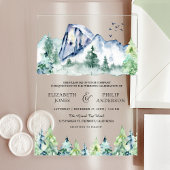 Rustic Mountain Pine Trees Forest Wedding Acryleinladungen