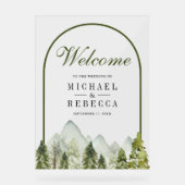 Rustic Mountain Pine Trees Wedding Welcome Acrylschild (Vorderseite)