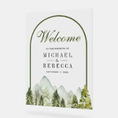 Rustic Mountain Pine Trees Wedding Welcome Acrylschild (Winkel)