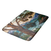 Rustic mountain range landscape stain glass  badematte (Schrägansicht)