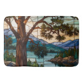 Rustic mountain range landscape stain glass badematte (Vorderseite)