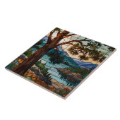 Rustic mountain range landscape stain glass fliese (Seite)