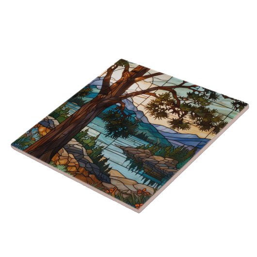 Rustic mountain range landscape stain glass  fliese (Seite)