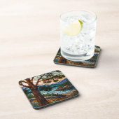 Rustic mountain range landscape stain glass getränkeuntersetzer (Rechte Seite)