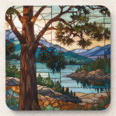 Rustic mountain range landscape stain glass  getränkeuntersetzer (Vorderseite)