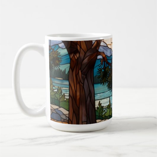 Rustic mountain range landscape stain glass kaffeetasse (Links)