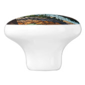 Rustic mountain range landscape stain glass  keramikknauf (Seitenansicht)