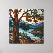Rustic mountain range landscape stain glass  leinwanddruck (Vorderseite)