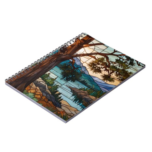 Rustic mountain range landscape stain glass notizblock (Linke Seite)