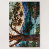 Rustic mountain range landscape stain glass puzzle (Vertikal)