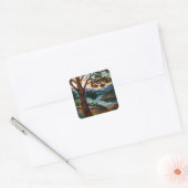 Rustic mountain range landscape stain glass  quadratischer aufkleber (Umschlag)