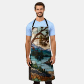 Rustic mountain range landscape stain glass  schürze (Getragen)