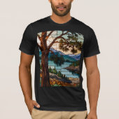 Rustic mountain range landscape stain glass T-Shirt (Vorderseite)
