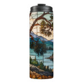 Rustic mountain range landscape stain glass  thermosbecher (Vorderseite)
