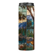 Rustic mountain range landscape stain glass  thermosbecher (Rückseite)